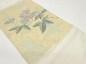 作家物　抽象椿模様織出し名古屋帯